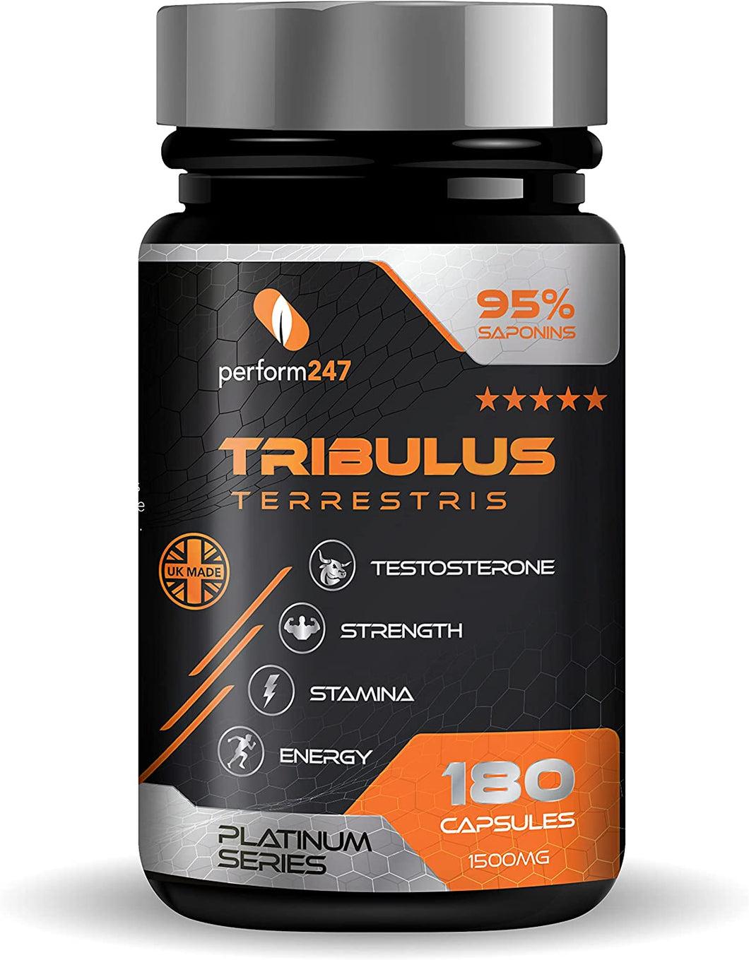 Tribulus Terrestris Extra Strong capsules x 180, 95% Saponins 1500mg per cap